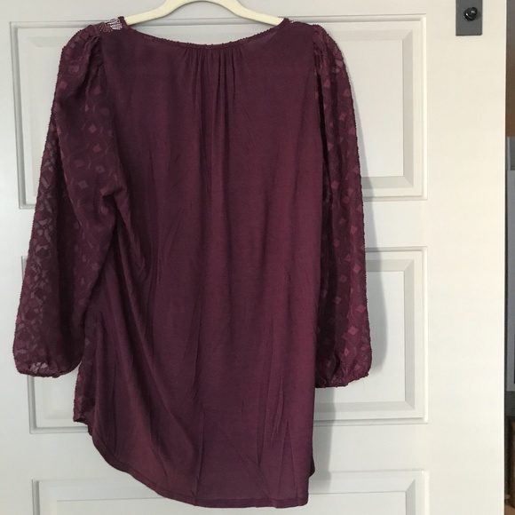 Anthropologie Purple Stitched Sequin Peasant Top - Picture 4 of 4